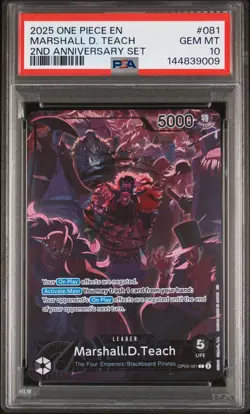 2025 ONE PIECE ENGLISH VERSION 2ND ANNIVERSARY SET #081 MARSHALL D. TEACH PSA 10 - Image 1