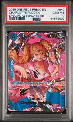 2025 ONE PIECE PRB02-SPECIAL ALTERNATE ART #047 CHARLOTTE PUDDING PSA 10 - Image 1