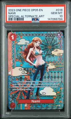 2023 ONE PIECE OP05-AWAKENING OF THE NEW ERA SPECIAL ALTERNATE ART NAMI PSA 10 - Image 1
