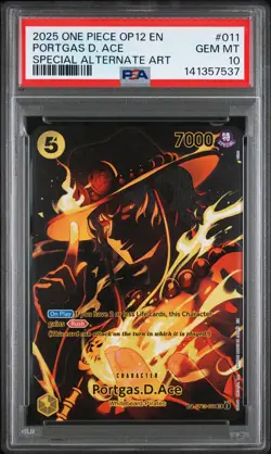 2025 ONE PIECE OP12-LEGACY OF THE MASTER SPECIAL ART RARE PORTGAS D. ACE PSA 10 - Image 1