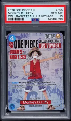 2026 ONE PIECE PROMOS COLLEGE BASKETBALL: US VOYAGE MONKEY D. LUFFY PSA 10 - Image 1