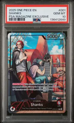 2025 ONE PIECE PROMOS PSA MAGAZINE EXCLUSIVE #001 SHANKS PSA 10 - Image 1