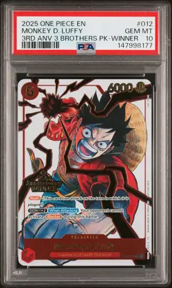 2025 ONE PIECE 3RD ANNIV TOURNAMENT 3 BROTHERS PACK WINNER MONKEY D LUFFY PSA 10 - Image 1