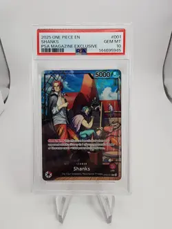 2025 ONE PIECE PROMOS PSA MAGAZINE EXCLUSIVE #001 SHANKS PSA 10 - Image 1