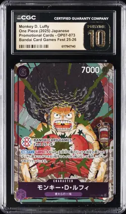 2025 ONE PIECE JPN PROMO BANDAI GAMES FEST 25-26 MONKEY D LUFFY CGC 10 PRISTINE - Image 1