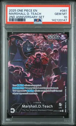 2025 ONE PIECE ENGLISH VERSION 2ND ANNIVERSARY SET #081 MARSHALL D. TEACH PSA 10 - Image 1