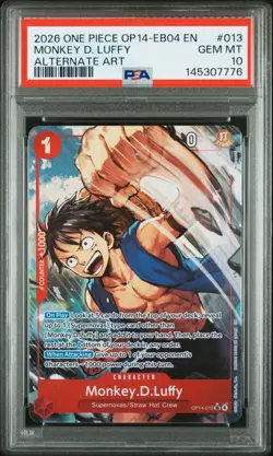 2026 ONE PIECE OP14-EB04-THE AZURE SEA'S SEVEN ALT ART MONKEY D. LUFFY PSA 10 - Image 1