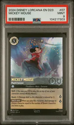 2024 DISNEY LORCANA EN D23-D23 EXPO PROMO MICKEY MOUSE - PLAYFUL SORCERER PSA 9 - Image 1