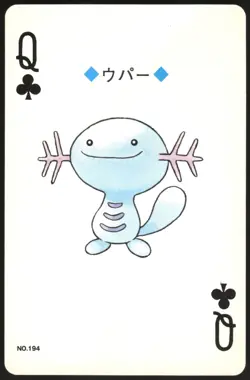 WOOPER NO. 194 QUEEN OF CLUBS GOLD POKEMON POKER CARD JAPANESE 1999 - Image 2