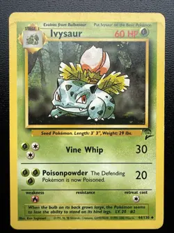 FREE SHIPPING Ivysaur 044/130 Base Set 2 Regular Pokemon Card - Image 1