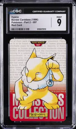1996 POKEMON BANDAI CARDDASS POKEMON - PART 2; RED CARD #097 HYPNO CGC 9 - Image 1
