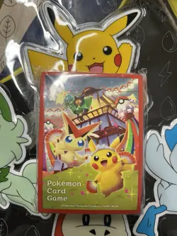 64x Card Sleeves Pokemon Pikachu Victini Large Collection - Image 1