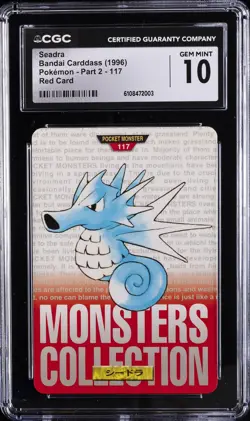 1996 POKEMON BANDAI CARDDASS POKEMON - PART 2; RED CARD SEADRA CGC 10 GEM MINT - Image 1