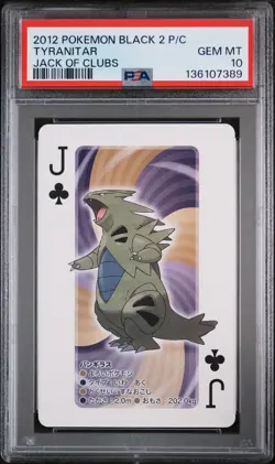 2012 POKEMON BLACK 2 PLAYING CARDS JACK OF CLUBS TYRANITAR PSA 10 - Image 1