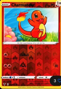 Charmander 023/185 Vivid Voltage Reverse Holo Common Pokemon Card NM - Image 1