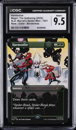 2025 MTG SLD MARVEL'S SPIDER-MAN RARE COLOR BORDERLESS #7021 HARMONIZE CGC 9.5 - Image 1