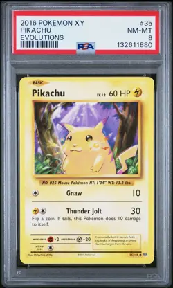 2016 POKEMON XY EVOLUTIONS #35 PIKACHU PSA 8 - Image 1