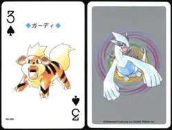 GROWLITHE NO. 058 3 OF SPADES POKEMON SILVER POKER CARD JAPANESE 1996 - Image 1