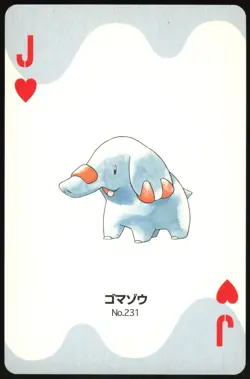 PHANPY NO. 231 JACK OF HEARTS GOLD POKEMON POKER CARD JAPANESE 1999 - Image 2