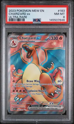 2023 POKEMON MEW EN-151 #183 CHARIZARD EX ULTRA RARE PSA 8 - Image 1