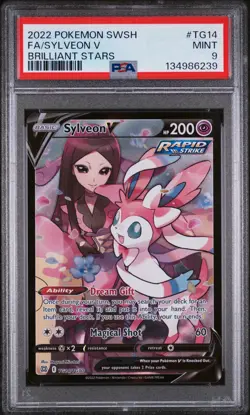 2022 POKEMON SWORD & SHIELD BRILLIANT STARS #TG14 FULL ART/SYLVEON V PSA 9 - Image 1
