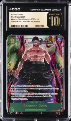 2024 ONE PIECE WINGS OF THE CAPTAIN #OP06-118 RORONOA ZORO CGC 10 PRISTINE - Image 1