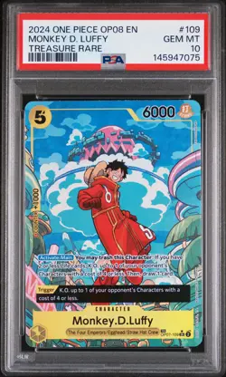 2024 ONE PIECE OP08-TWO LEGENDS TREASURE RARE #109 MONKEY D. LUFFY PSA 10 - Image 1