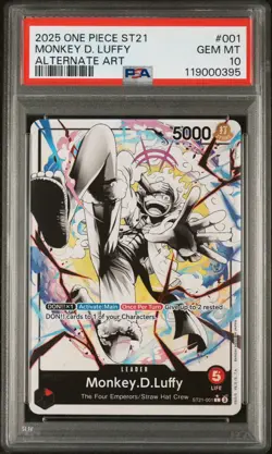 2025 ONE PIECE STARTER DECK ST21-EX GEAR 5 ALTERNATE ART MONKEY D. LUFFY PSA 10 - Image 1