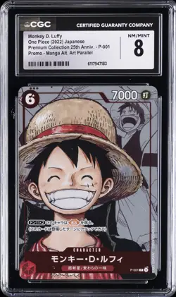 2022 ONE PIECE JPN 25TH ANNIVERSARY MANGA ALT ART #P-001 MONKEY D LUFFY CGC 8 - Image 1
