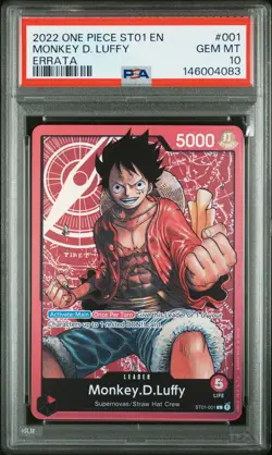 2022 ONE PIECE STARTER DECK ST01-STRAW HAT CREW ERRATA MONKEY D. LUFFY PSA 10 - Image 1