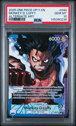 2025 ONE PIECE OP11-A FIST OF DIVINE SPEED ALTERNATE ART MONKEY D. LUFFY PSA 10 - Image 1