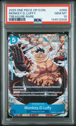 2025 ONE PIECE OP13-CARRYING ON HIS WILL TREASURE RARE MONKEY D. LUFFY PSA 10 - Image 1