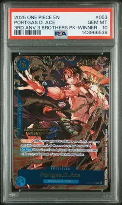 2025 ONE PIECE 3RD ANNIV TOURNAMENT 3 BROTHERS PACK WINNER PORTGAS D. ACE PSA 10 - Image 1