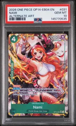 2026 ONE PIECE OP14-EB04-THE AZURE SEA'S SEVEN ALTERNATE ART #031 NAMI PSA 10 - Image 1