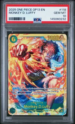 2025 ONE PIECE OP13-CARRYING ON HIS WILL #118 MONKEY D. LUFFY PSA 10 - Image 1
