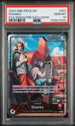 2025 ONE PIECE PROMOS PSA MAGAZINE EXCLUSIVE #001 SHANKS PSA 10 - Image 1