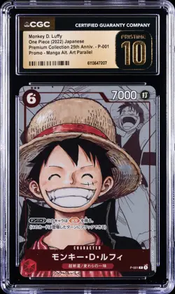 2022 ONE PIECE JAPANESE MANGA ALT ART #P-001 MONKEY D. LUFFY CGC 10 PRISTINE - Image 1