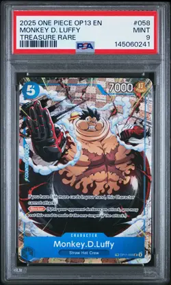 2025 ONE PIECE OP13-CARRYING ON HIS WILL TREASURE RARE MONKEY D. LUFFY PSA 9 - Image 1