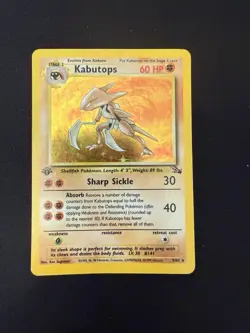 Kabutops 9/62 1st Edition Holo Rare Fossil Pokemon TCG Card - Image 1