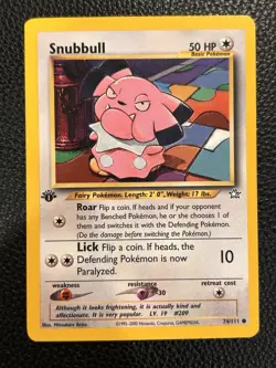 Pokemon Card - Neo Genesis Snubbull 74/111 WOTC - NM - 1st Edition - - Common - Image 1