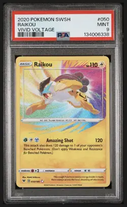 Raikou PSA 9 Vivid Voltage 050/185 Pokemon Card Mint - Image 1