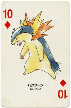 2000 Typhlosion 10 of Diamonds Pokemon Silver Part 2 Playing Card Japan Original - Image 2
