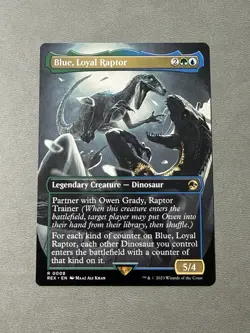 Blue, Loyal Raptor Borderless Universes Beyond Jurassic World MTG NM - Image 1