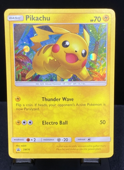 Pikachu SM76 Black Star Promo Cosmos Holo Foil Pokemon TCG Card SM76 Super Cute - Image 1