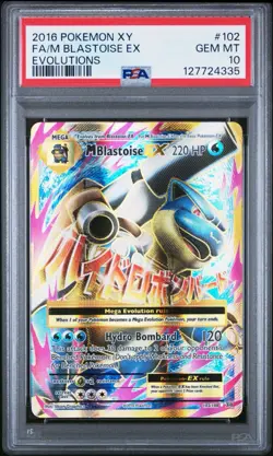 2016 Pokemon XY Evolutions Mega Blastoise EX Full Art 102/108 PSA 10 GEM MINT - Image 1