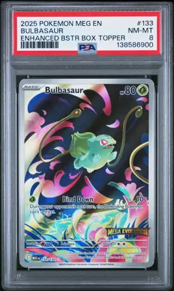 2025 POKEMON MEG EN-MEGA EVOLUTION ENHANCED BOOSTER BOX TOPPER BULBASAUR PSA 8 - Image 1