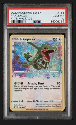 2020 POKEMON SWORD & SHIELD VIVID VOLTAGE #138 RAYQUAZA PSA 10 - Image 1