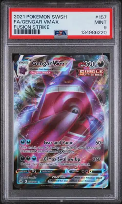 2021 POKEMON SWORD & SHIELD FUSION STRIKE #157 FULL ART/GENGAR VMAX PSA 9 - Image 1
