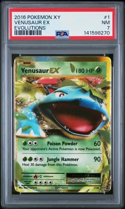 2016 POKEMON XY EVOLUTIONS #1 VENUSAUR EX PSA 7 - Image 1