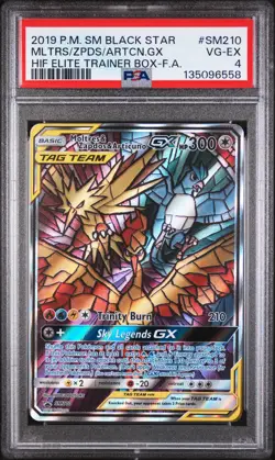2019 POKEMON SM BLACK STAR PROMO FULL ART/MOLTRES & ZAPDOS & ARTICUNO GX PSA 4 - Image 1